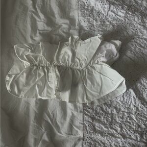 White Ruffled strapless Top